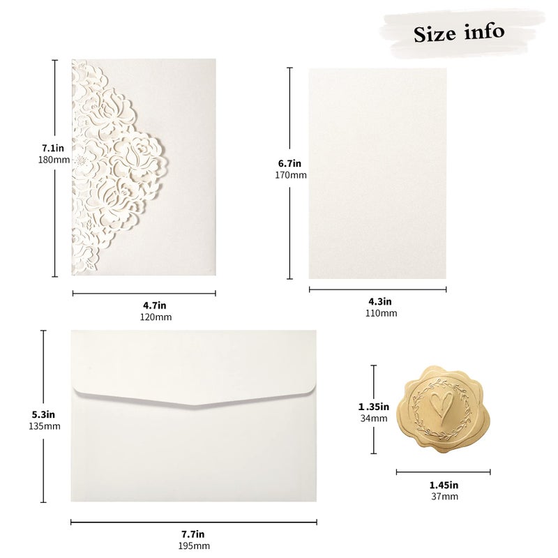 DORIS HOME 50pcs Laser Cut Quinceanera Invitations Green and Ivory White, 4.7x7.1 Blank Quince Invitations for 15th Birthday, Invitation cards for Sweet 16 with Envelopes - Image 2